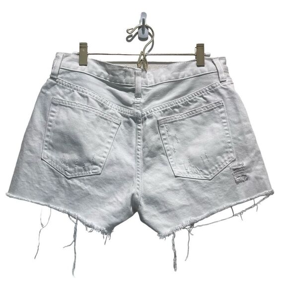 Free People White Distressed Raw Hem Denim Beach Jean Y2K Cut Off Shorts - Picture 9 of 13